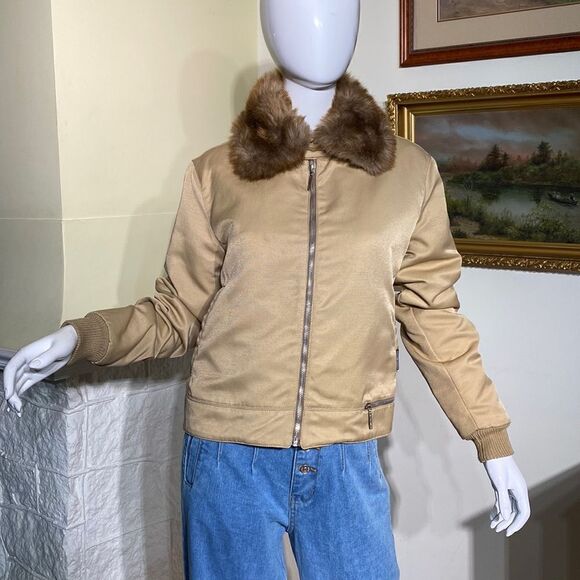 Gianfranco Ferre Aviator Bomber Jacket Removable Faux Fur Collar - Picture 2 of 14